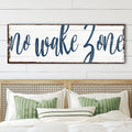 No Wake Zone gallery-wrapped lake house canvas sign
