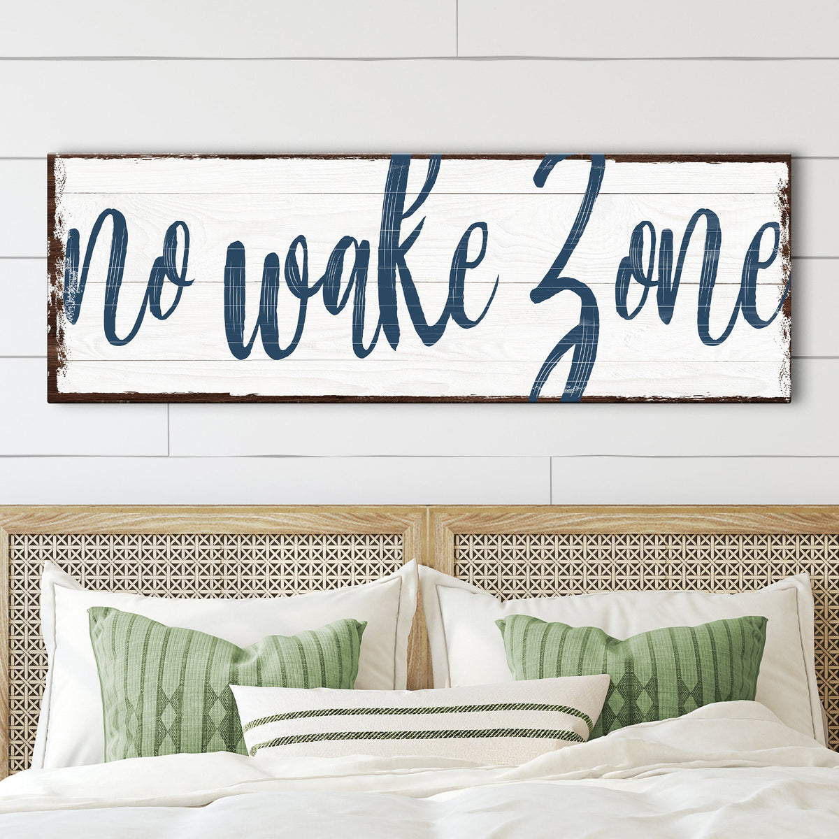 No Wake Zone gallery-wrapped lake house canvas sign