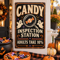 Candy Inspection Station — Adults Take 10% aluminum Halloween sign