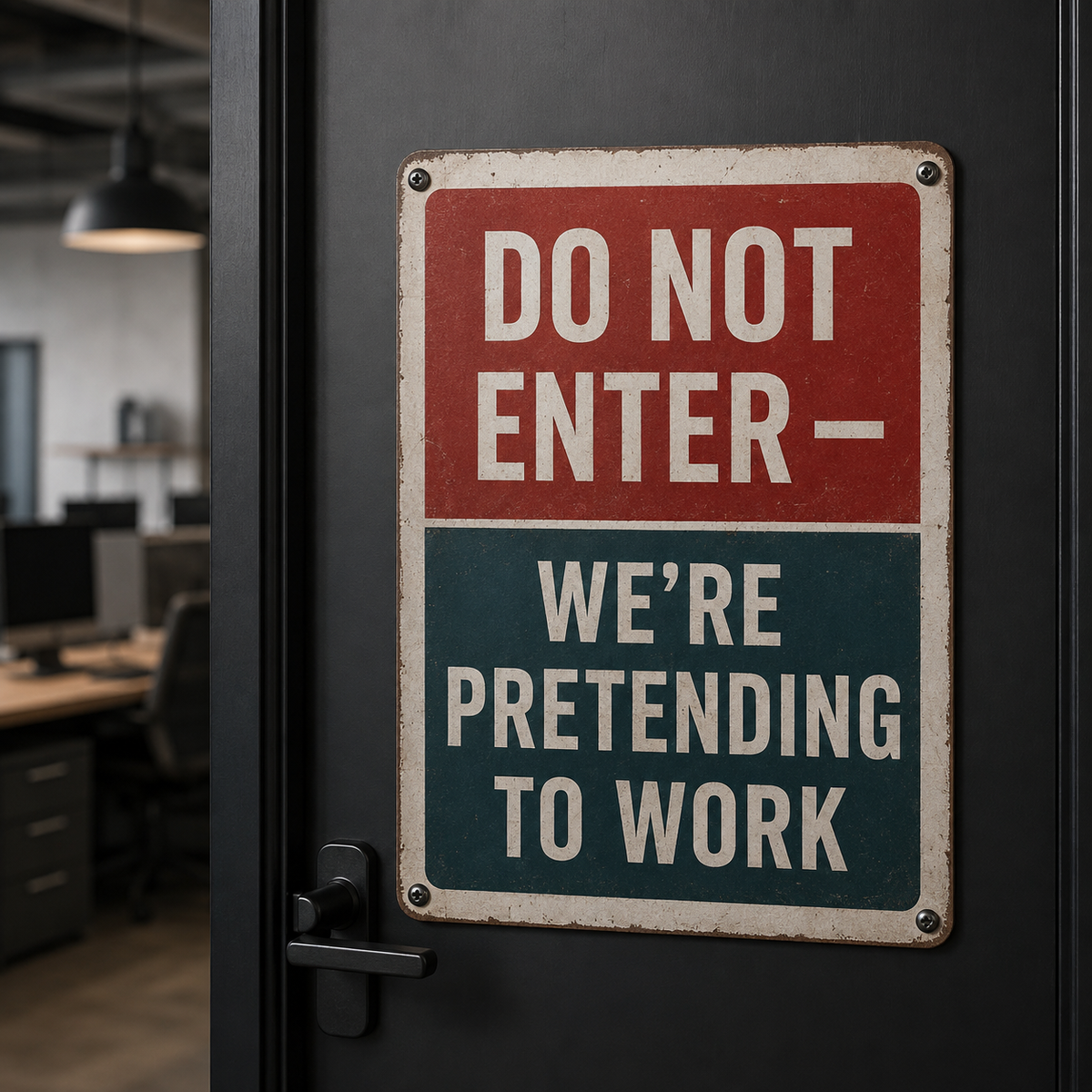 Do Not Enter pretending to work aluminum sign