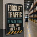 Forklift Traffic humorous aluminum warehouse sign
