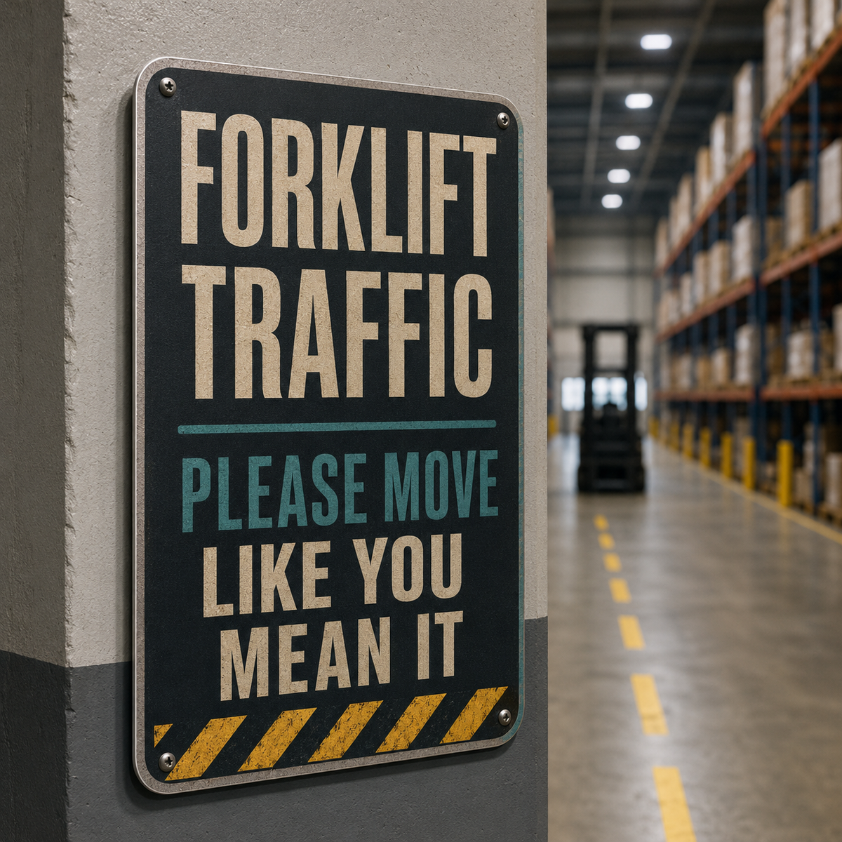 Forklift Traffic humorous aluminum warehouse sign