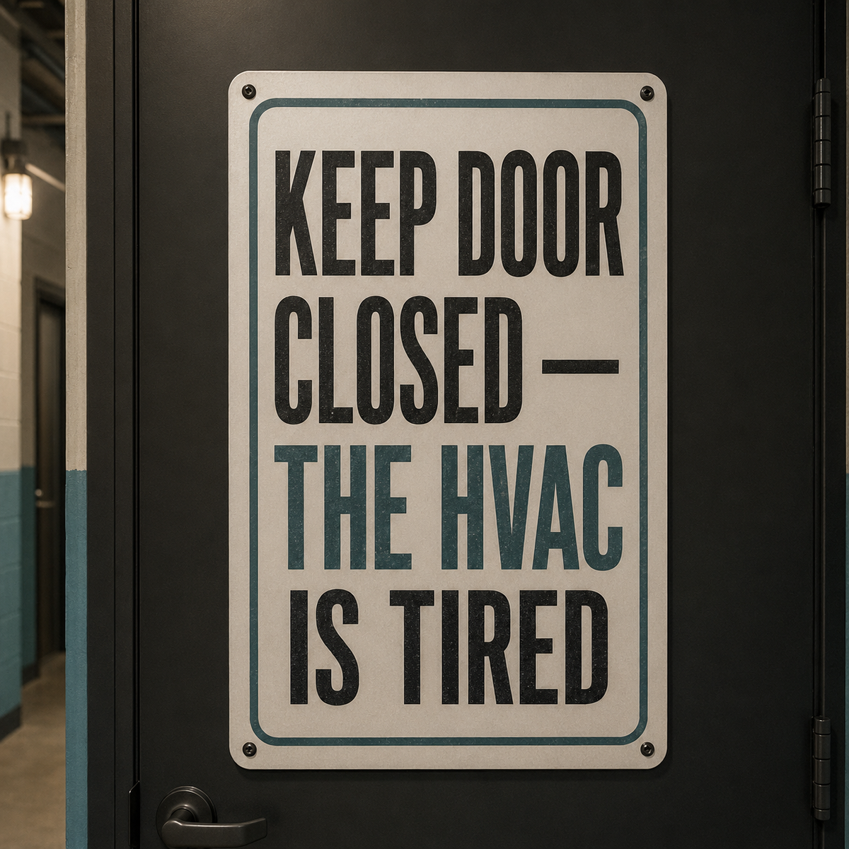 Keep Door Closed The HVAC Is Tired aluminum door sign