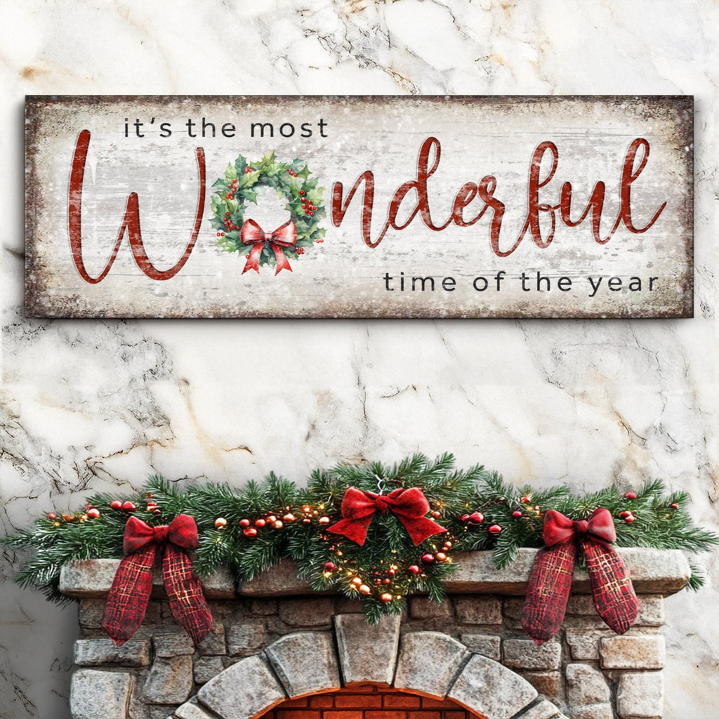 Most Wonderful Time of the Year Christmas canvas wall sign