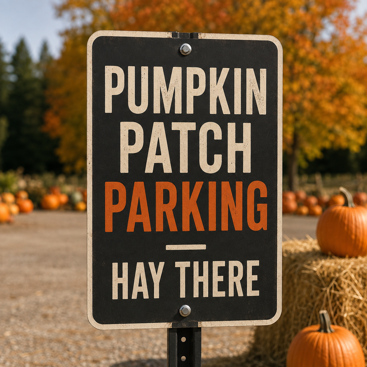 Pumpkin Patch Parking Hay There aluminum seasonal sign